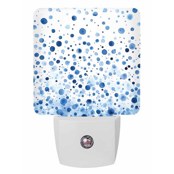 Night Lights Auto Sensor Blue Polka Dot Plug-in LED Nightlights Lamp Dusk to Dawn for Living Room, Bedroom, Bathroom, Hallway, Stairways Home Wall Decor, Modern Art Night Light