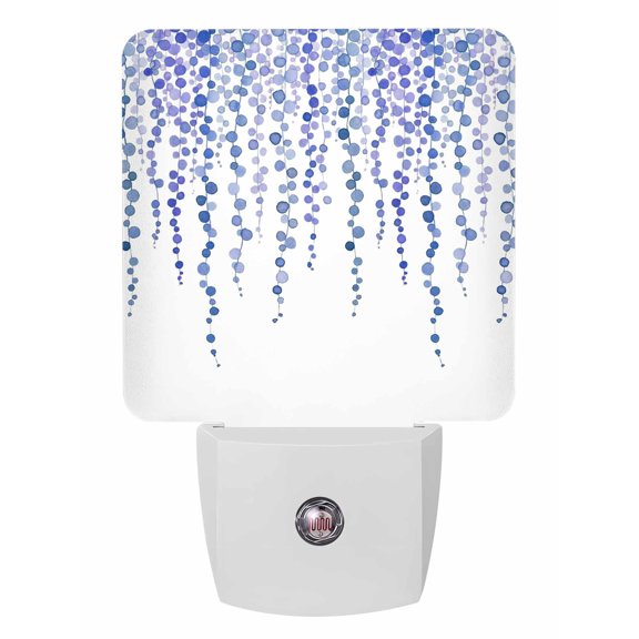 Night Lights Auto Sensor Blue Polka Dots Vines Plug-in LED Nightlights Lamp Dusk to Dawn for Living Room, Bedroom, Bathroom, Hallway, Stairways Home Wall Decor, Lines Art Night Light