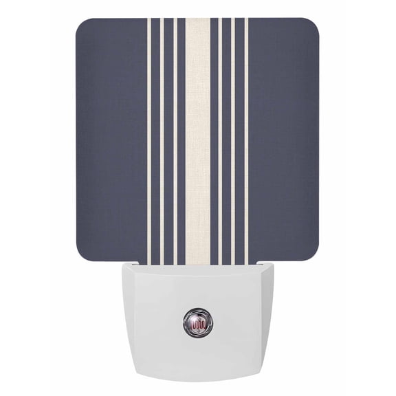 Night Lights Auto Sensor Blue Vertical Stripes Plug-in LED Nightlights Lamp Dusk to Dawn for Living Room, Bedroom, Bathroom, Hallway, Stairways Home Wall Decor, Classic Striped Linen Night Light