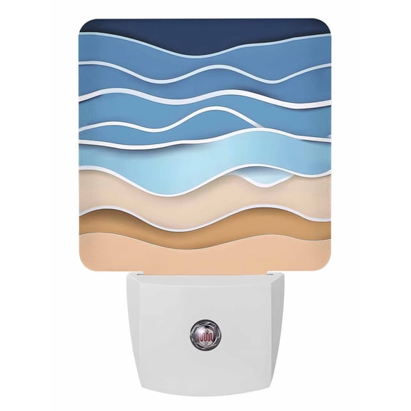 Night Lights Auto Sensor Blue Waves Plug-in LED Nightlights Lamp Dusk to Dawn for Living Room, Bedroom, Bathroom, Hallway, Stairways Home Wall Decor, Abstract Water Lines Night Light