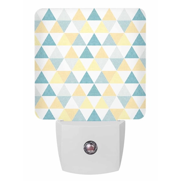 Night Lights Auto Sensor Blue Yellow Triangle Geometric Plug-in LED Nightlights Lamp Dusk to Dawn for Living Room, Bedroom, Bathroom, Hallway, Stairways Home Wall Decor, Modern Abstract Night Light