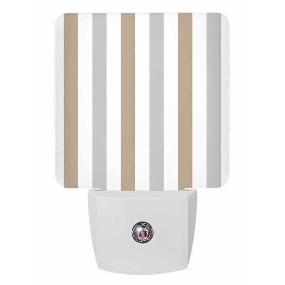 Night Lights Auto Sensor Brown Grey Striped Plug-in LED Nightlights Lamp Dusk to Dawn for Living Room, Bedroom, Bathroom, Hallway, Stairways Home Wall Decor, Vertical Stripes Night Light