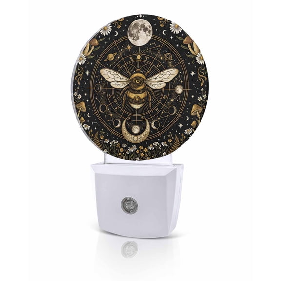 Night Lights Auto Sensor Brown Star Moon Bee Night Light Boho Mushroom Daisy Round Lamp Plug-in LED Nightlights Dusk to Dawn for Living Room Bedroom Bathroom Hallway Home Wall Decor