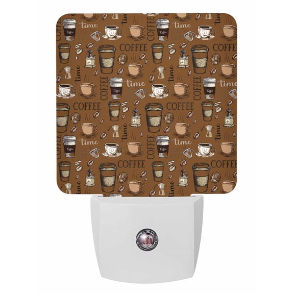 Night Lights Auto Sensor Coffee Beans Plug-in LED Nightlights Lamp Dusk to Dawn for Living Room, Bedroom, Bathroom, Hallway, Stairways Home Wall Decor, Brown Coffee Cups Night Light