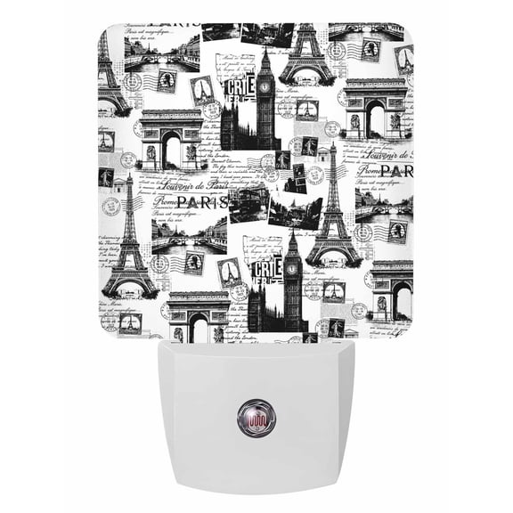 Night Lights Auto Sensor Eiffel Tower Plug-in LED Nightlights Lamp Dusk to Dawn for Living Room, Bedroom, Bathroom, Hallway, Stairways Wall Decor, Black France Paris Travel Landscape Night Light