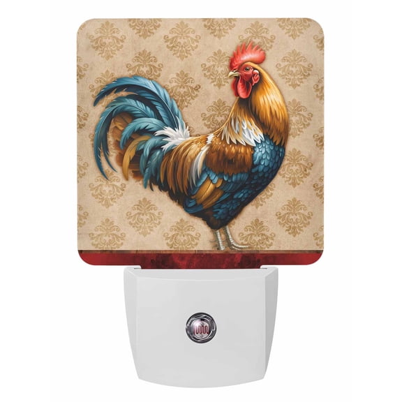 Night Lights Auto Sensor Farmhouse Chicken Rooster Cock Plug-in LED Nightlights Lamp Dusk to Dawn for Living Room, Bedroom, Bathroom, Hallway, Stairways Wall Decor, Vintage Farm Animal Night Light