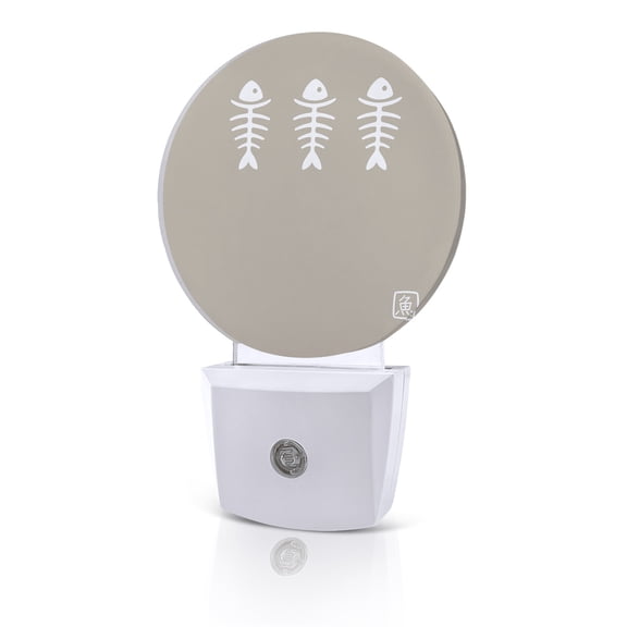 Night Lights Auto Sensor Fish Night Light Harmony Japanese Style Beige Round Lamp Plug-in LED Nightlights Dusk to Dawn for Living Room Bedroom Bathroom Hallway Home Wall Decor