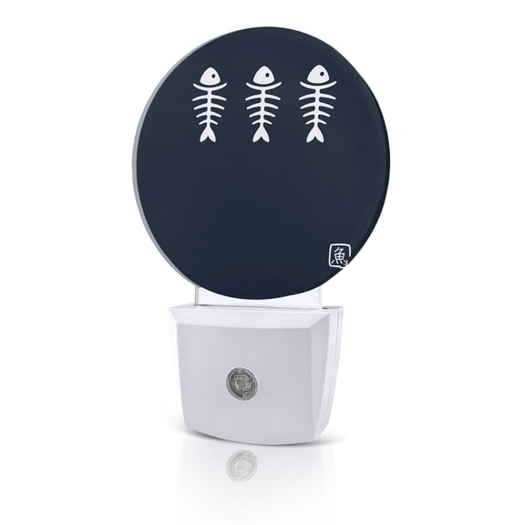 Night Lights Auto Sensor Fish Night Light Harmony Japanese Style Blue Round Lamp Plug-in LED Nightlights Dusk to Dawn for Living Room Bedroom Bathroom Hallway Home Wall Decor