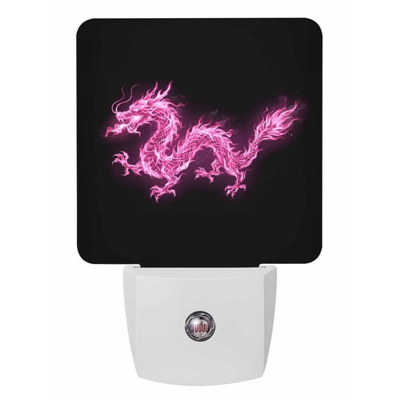 Night Lights Auto Sensor Flames Dragon Plug-in LED Nightlights Lamp Dusk to Dawn for Living Room, Bedroom, Bathroom, Hallway, Stairways Home Wall Decor, Pink Modern Art Night Light