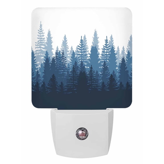 Night Lights Auto Sensor Forest Tree Plug-in LED Nightlights Lamp Dusk to Dawn for Living Room, Bedroom, Bathroom, Hallway, Stairways Home Wall Decor, Misty Forest Landscape Nature Blue Night Light