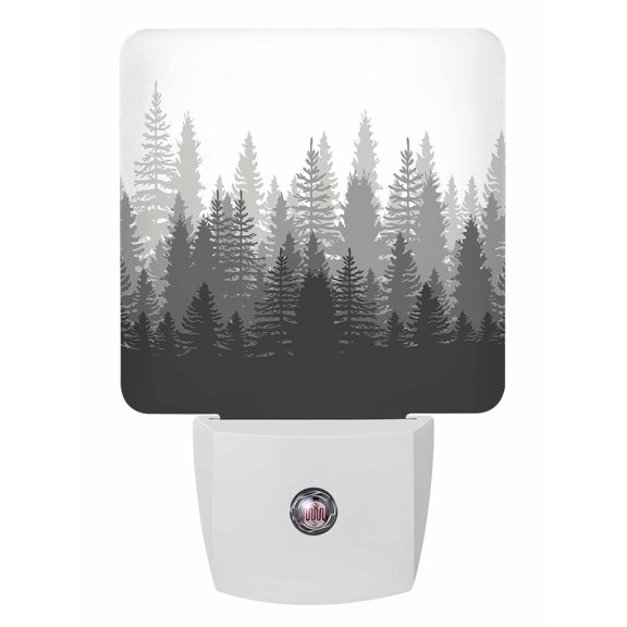Night Lights Auto Sensor Forest Tree Plug-in LED Nightlights Lamp Dusk to Dawn for Living Room, Bedroom, Bathroom, Hallway, Stairways Home Wall Decor, Misty Forest Landscape Nature Gray Night Light