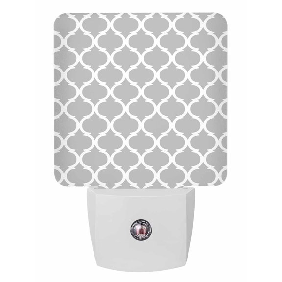 Night Lights Auto Sensor Geometric Morocco Pattern Plug-in LED Nightlights Lamp Dusk to Dawn for Living Room, Bedroom, Bathroom, Hallway, Stairways Home Wall Decor, Gray Abstract Night Light