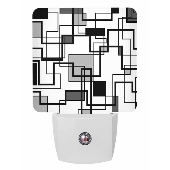 Night Lights Auto Sensor Gray Geometric Stripes Plug-in LED Nightlights Lamp Dusk to Dawn for Living Room, Bedroom, Bathroom, Hallway, Stairways Home Wall Decor, Modern Abstract Lines Night Light