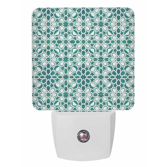 Night Lights Auto Sensor Green Floral Stripes Plug-in LED Nightlights Lamp Dusk to Dawn for Living Room, Bedroom, Bathroom, Hallway, Stairways Home Wall Decor, Geometric Morocco Art Night Light
