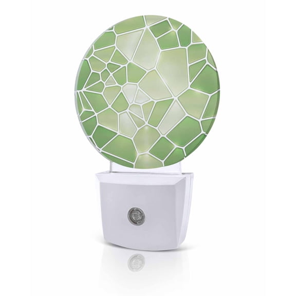 Night Lights Auto Sensor Greenceramic Tiles Night Light Abstract Art Puzzles Structure Round Lamp Plug-in LED Nightlights Dusk to Dawn for Living Room Bedroom Bathroom Hallway Home Wall Decor