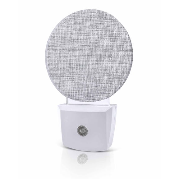 Night Lights Auto Sensor Grey Linen Texture Night Light Solid Color Round Lamp Plug-in LED Nightlights Dusk to Dawn for Living Room Bedroom Bathroom Hallway Home Wall Decor