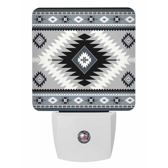 Night Lights Auto Sensor Haze Blue Bohemian Plug-in LED Nightlights Lamp Dusk to Dawn for Living Room, Bedroom, Bathroom, Hallway, Stairways Home Wall Decor, Aztec Boho Southwest Tribal Night Light