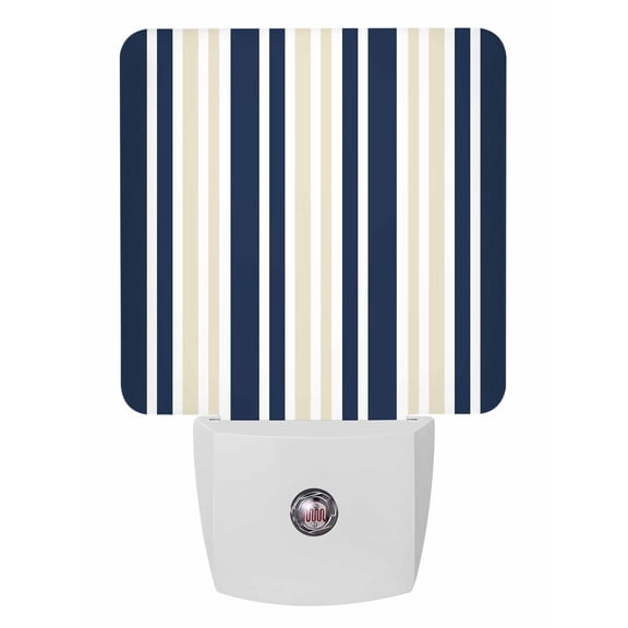 Night Lights Auto Sensor Khaki Striped Plug-in LED Nightlights Lamp Dusk to Dawn for Living Room, Bedroom, Bathroom, Hallway, Stairways Home Wall Decor, Navy Blue Vertical Stripes Night Light