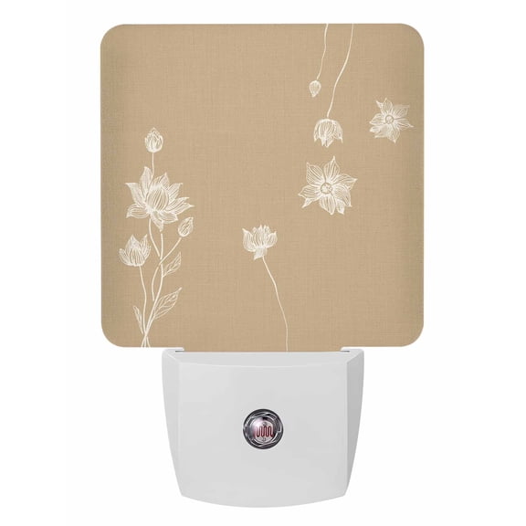 Night Lights Auto Sensor Lotus Flowers Plug-in LED Nightlights Lamp Dusk to Dawn for Living Room, Bedroom, Bathroom, Hallway, Stairways Home Wall Decor, Harmony Floral Khaki Night Light