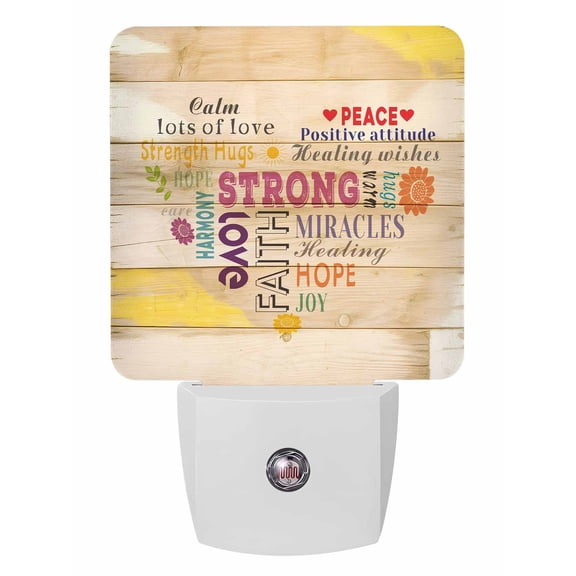 Night Lights Auto Sensor Love Text Plug-in LED Nightlights Lamp Dusk to Dawn for Living Room, Bedroom, Bathroom, Hallway, Stairways Home Wall Decor, Warm Embraces Positive Energy Night Light