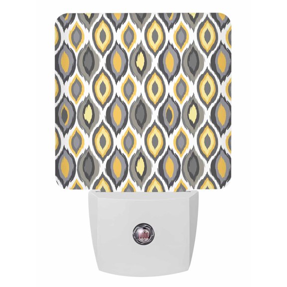 Night Lights Auto Sensor Modern Diamond Pattern Plug-in LED Nightlights Lamp Dusk to Dawn for Living Room, Bedroom, Bathroom, Hallway, Stairways Home Wall Decor, Yellow Geometric Lines Night Light