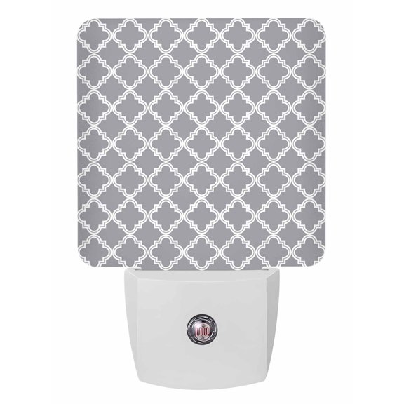 Night Lights Auto Sensor Moroccan Pattern Plug-in LED Nightlights Lamp Dusk to Dawn for Living Room, Bedroom, Bathroom, Hallway, Stairways Home Wall Decor, Geometric Trellis Grey Night Light