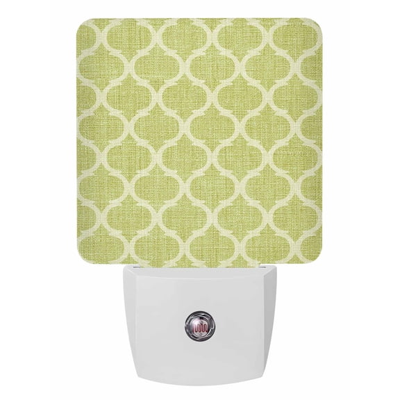 Night Lights Auto Sensor Moroccan Texture Plug-in LED Nightlights Lamp Dusk to Dawn for Living Room, Bedroom, Bathroom, Hallway, Stairways Home Wall Decor, Retro Grass Green Linen Night Light