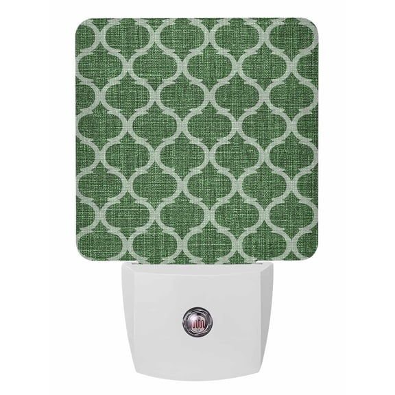 Night Lights Auto Sensor Moroccan Texture Plug-in LED Nightlights Lamp Dusk to Dawn for Living Room, Bedroom, Bathroom, Hallway, Stairways Home Wall Decor, Retro Dark Green Linen Night Light