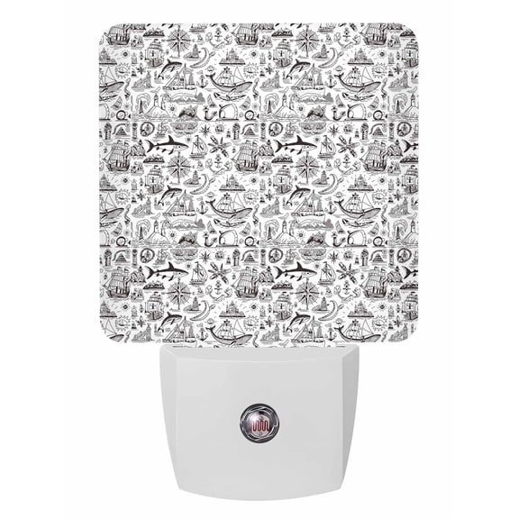 Night Lights Auto Sensor Navigation Anchor Sailboat Plug-in LED Nightlights Lamp Dusk to Dawn for Living Room, Bedroom, Bathroom, Hallway, Stairways Home Wall Decor, Ocean Compass Map Night Light