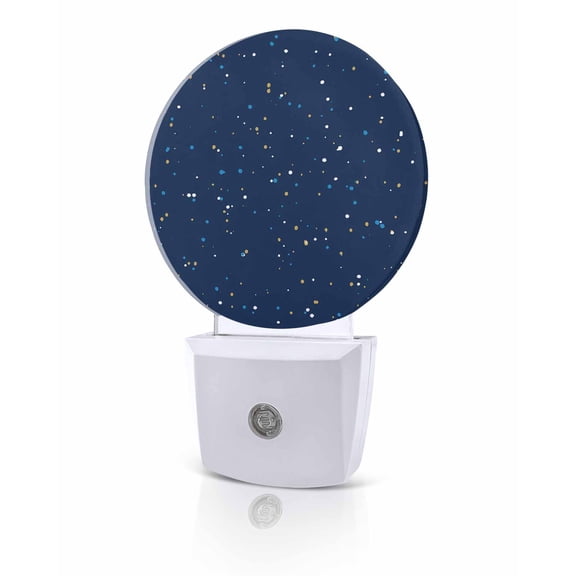 Night Lights Auto Sensor Navy Blue Polka Dots Night Light Boho Speckled Pattern Round Lamp Plug-in LED Nightlights Dusk to Dawn for Living Room Bedroom Bathroom Hallway Home Wall Decor