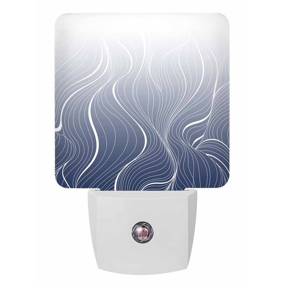 Night Lights Auto Sensor Ombre Blue Stripes Plug-in LED Nightlights Lamp Dusk to Dawn for Living Room, Bedroom, Bathroom, Hallway, Stairways Home Wall Decor, Striped Lines Waves Night Light