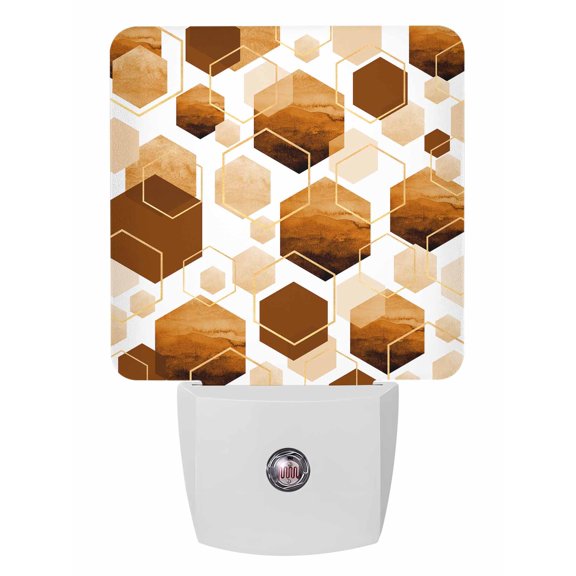 Night Lights Auto Sensor Orange Geometric Plug-in LED Nightlights Lamp Dusk to Dawn for Living Room, Bedroom, Bathroom, Hallway, Stairways Home Wall Decor, Modern Abstract Lines Night Light