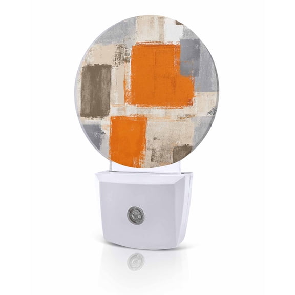Night Lights Auto Sensor Orange Paint Night Light Abstract Art Graffiti Round Lamp Plug-in LED Nightlights Dusk to Dawn for Living Room Bedroom Bathroom Hallway Home Wall Decor