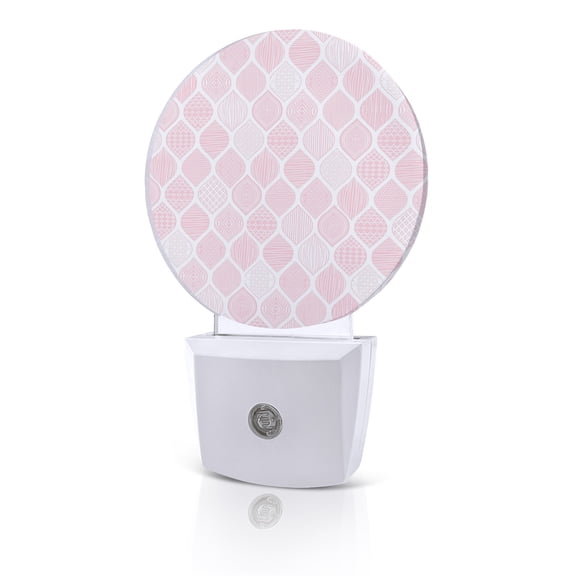 Night Lights Auto Sensor Pink Geometric Night Light Abstract Moroccan Texture Round Lamp Plug-in LED Nightlights Dusk to Dawn for Living Room Bedroom Bathroom Hallway Home Wall Decor