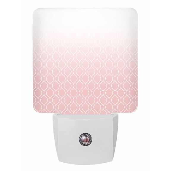Night Lights Auto Sensor Pink Morocco Plug-in LED Nightlights Lamp Dusk to Dawn for Living Room, Bedroom, Bathroom, Hallway, Stairways Home Wall Decor, Ombre Geometric Lines Pattern Night Light
