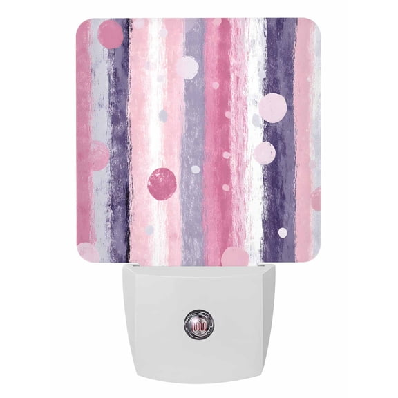 Night Lights Auto Sensor Pink Polka Dots Plug-in LED Nightlights Lamp Dusk to Dawn for Living Room, Bedroom, Bathroom, Hallway, Stairways Home Wall Decor, Boho Vertical Stripes Night Light