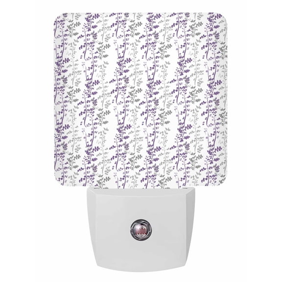 Night Lights Auto Sensor Purple Leaf Plug-in LED Nightlights Lamp Dusk to Dawn for Living Room, Bedroom, Bathroom, Hallway, Stairways Home Wall Decor, Grey Leaves Branches Night Light