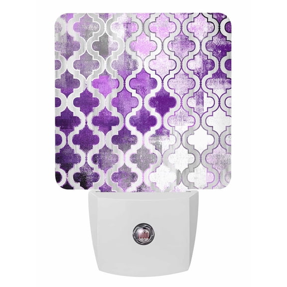 Night Lights Auto Sensor Purple Morocco Pattern Plug-in LED Nightlights Lamp Dusk to Dawn for Living Room, Bedroom, Bathroom, Hallway, Stairways Home Wall Decor, Abstract Graffiti Art Night Light