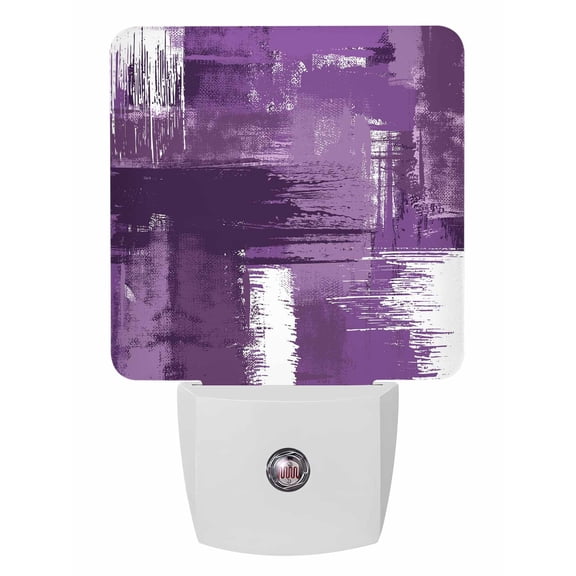 Night Lights Auto Sensor Purple Oil Painting Plug-in LED Nightlights Lamp Dusk to Dawn for Living Room, Bedroom, Bathroom, Hallway, Stairways Home Wall Decor, Abstract Graffiti Art Night Light
