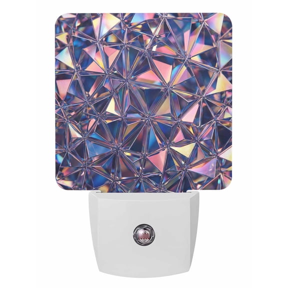 Night Lights Auto Sensor Purple Prism Light Plug-in LED Nightlights Lamp Dusk to Dawn for Living Room, Bedroom, Bathroom, Hallway, Stairways Home Wall Decor, Shiny Crystalline Shards Night Light