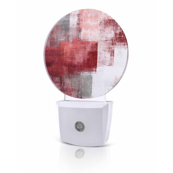 Night Lights Auto Sensor Red Graffiti Night Light Abstract Sage Green Paint Round Lamp Plug-in LED Nightlights Dusk to Dawn for Living Room Bedroom Bathroom Hallway Home Wall Decor