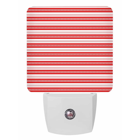 Night Lights Auto Sensor Red Lines Stripe Plug-in LED Nightlights Lamp Dusk to Dawn for Living Room, Bedroom, Bathroom, Hallway, Stairways Home Wall Decor, Classic Striped Night Light