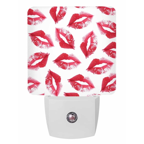 Night Lights Auto Sensor Red Lipprint Plug-in LED Nightlights Lamp Dusk to Dawn for Living Room, Bedroom, Bathroom, Hallway, Stairways Home Wall Decor, Sexy Lip Night Light