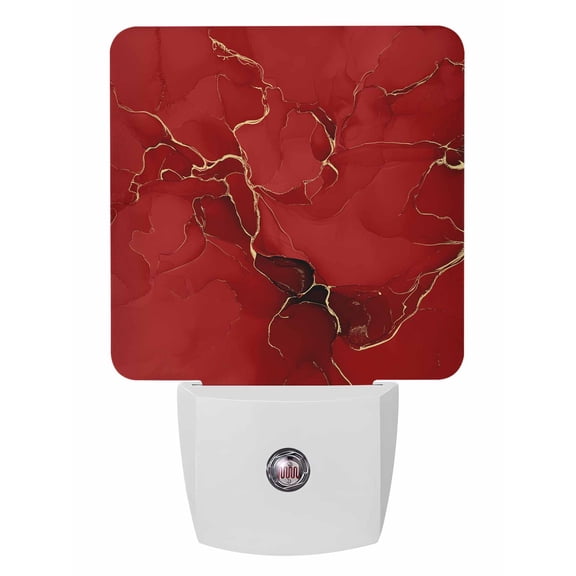 Night Lights Auto Sensor Red Marble Plug-in LED Nightlights Lamp Dusk to Dawn for Living Room, Bedroom, Bathroom, Hallway, Stairways Home Wall Decor, Abstract Art Lines Night Light