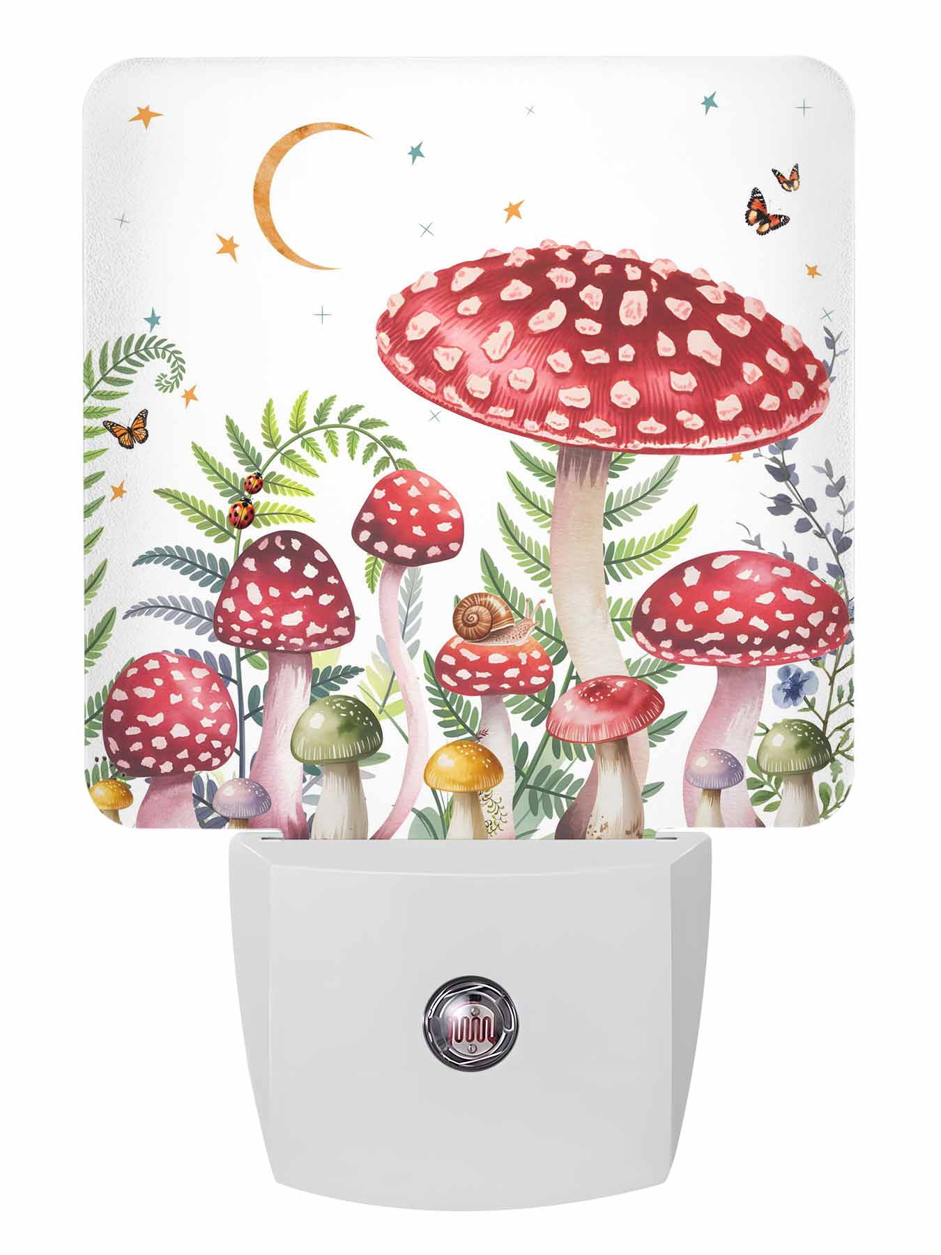 Night Lights Auto Sensor Red Mushroom Moon Plug-in LED Nightlights Lamp ...