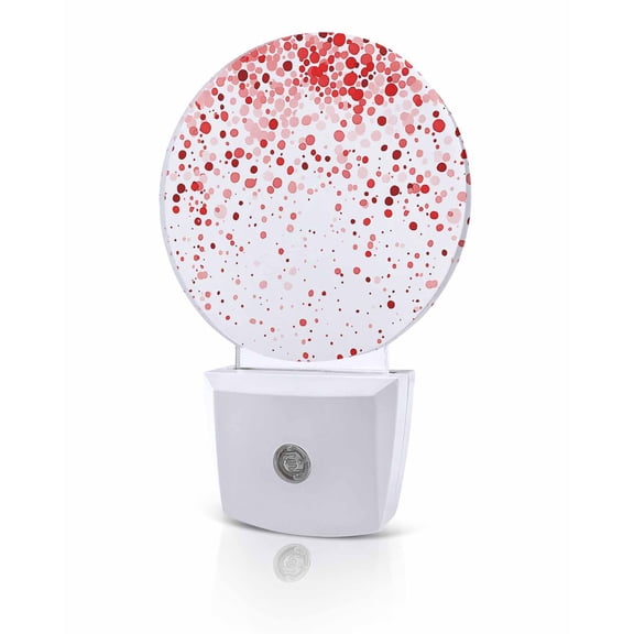 Night Lights Auto Sensor Red Polka Dot Night Light Abstract Art Round Lamp Plug-in LED Nightlights Dusk to Dawn for Living Room Bedroom Bathroom Hallway Home Wall Decor