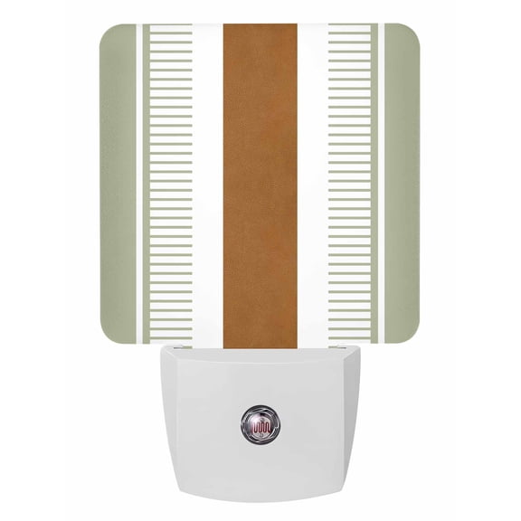 Night Lights Auto Sensor Sage Green Boho Plug-in LED Nightlights Lamp Dusk to Dawn for Living Room, Bedroom, Bathroom, Hallway, Stairways Home Wall Decor, Brown Stripes Bohemian Style Night Light