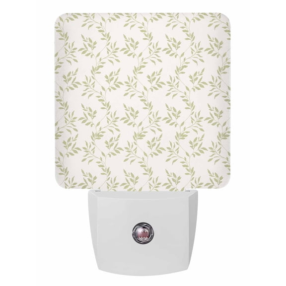Night Lights Auto Sensor Sage Green Leaves Plug-in LED Nightlights Lamp Dusk to Dawn for Living Room, Bedroom, Bathroom, Hallway, Stairways Home Wall Decor, Leaf Branches Plants Night Light