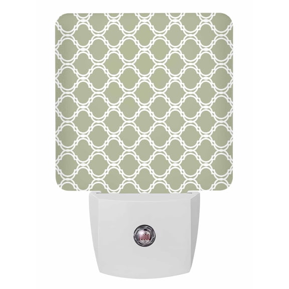 Night Lights Auto Sensor Sage Green Moroccan Stripes Plug-in LED Nightlights Lamp Dusk to Dawn for Living Room, Bedroom, Bathroom, Hallway, Stairways Home Wall Decor, Geometric Floral Night Light