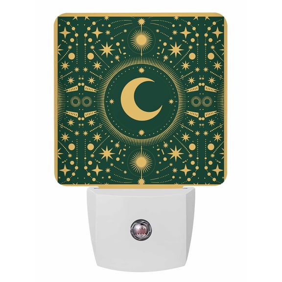 Night Lights Auto Sensor Stars Moon Plug-in LED Nightlights Lamp Dusk to Dawn for Living Room, Bedroom, Bathroom, Hallway, Stairways Home Wall Decor, Green Geometric Gorgeous Starry Night Night Light